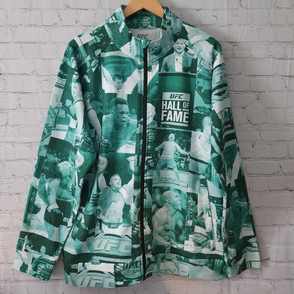 UFC Hall Of Fame All Over Graphic Print Full Zip Jacket with Pockets